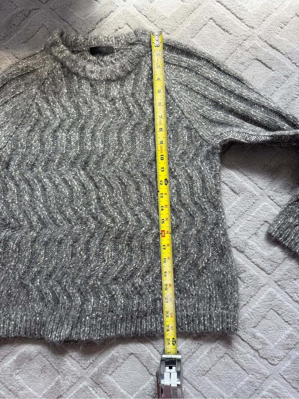 J. Crew Sweater Women Medium Gray Alpaca Merino Chunky Knit Crewneck Boxy Fit - Picture 7 of 7